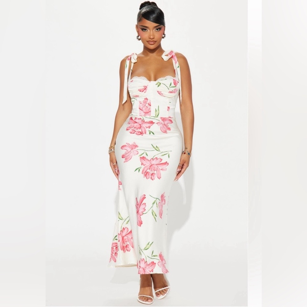Fashion Nova Garden Dreams Satin Maxi Dress